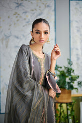 DA-2000 GREY EMBROIDERED KURTA WITH DUPATTA